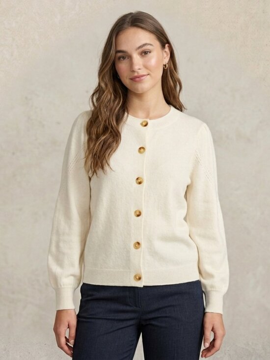 Buffalo David Bitton Sweaters - Buffalo David Bitton Cream Puff Sleeve Button Cardigan Sweater NWT Size Small